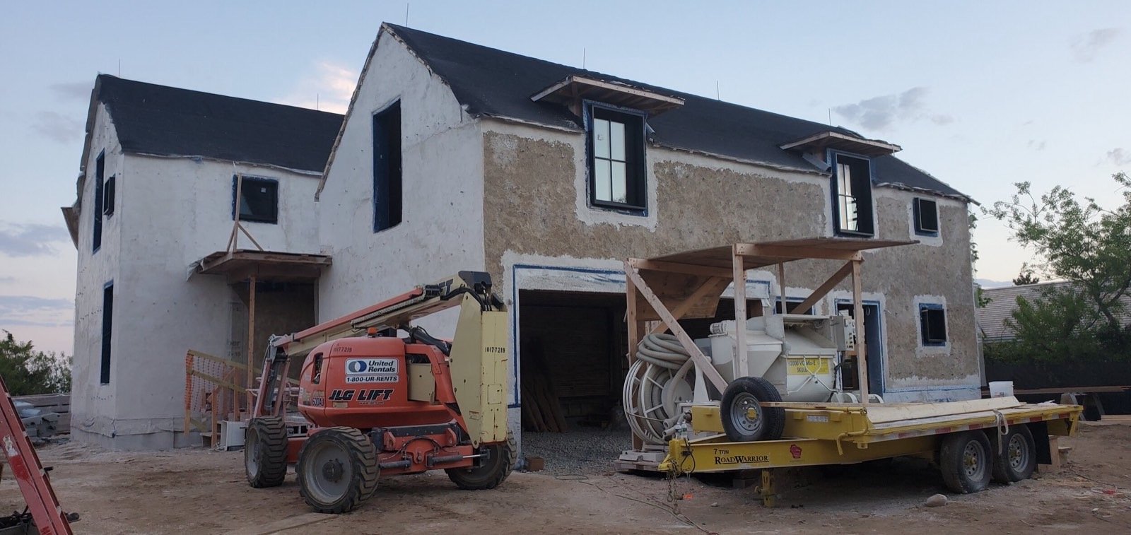 Timber frame house under construction